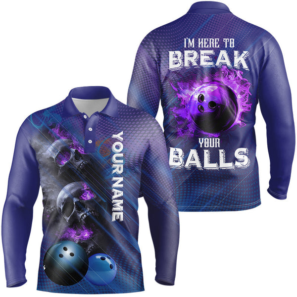 Maxcorners Purple Skull Flame Bowling Jersey Customized Name, Team Name 3D Shirt