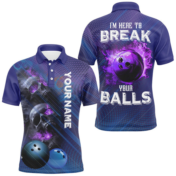 Maxcorners Purple Skull Flame Bowling Jersey Customized Name, Team Name 3D Shirt