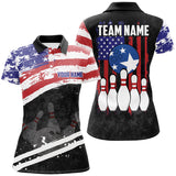 Maxcorners Retro American Flag Bowling Jersey Customized Name, Team Name 3D Shirt