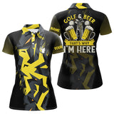 Maxcorners Golf And Beer That's Why I'm Here Custom Black Yellow Camo Women Golf Polo Shirt