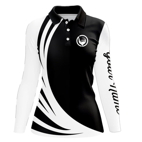Maxcorners Mens polo golf shirts custom name black and white golf shirt, team golf shirts mens