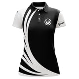Maxcorners Mens polo golf shirts custom name black and white golf shirt, team golf shirts mens