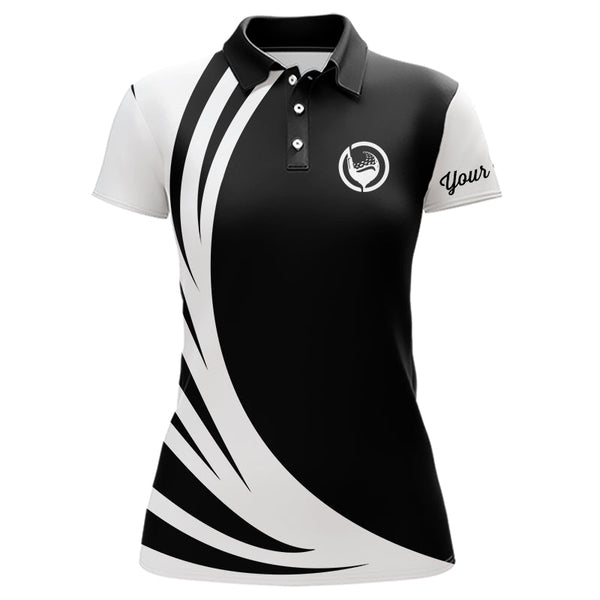 Maxcorners Mens polo golf shirts custom name black and white golf shirt, team golf shirts mens