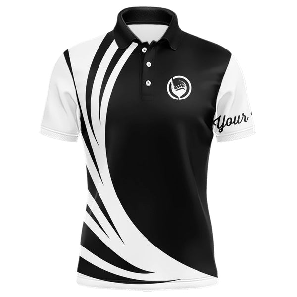 Maxcorners Mens polo golf shirts custom name black and white golf shirt, team golf shirts mens