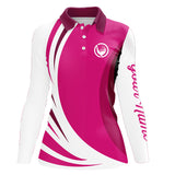 Maxcorners Mens polo golf shirts custom name pink and white golf shirt, team golf shirts mens