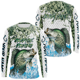 Maxcorners Crappie fishing green scales UV protection custom hooded sun shirt, Crappie fishing jerseys LM0607