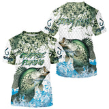 Maxcorners Crappie fishing green scales UV protection custom hooded sun shirt, Crappie fishing jerseys LM0607