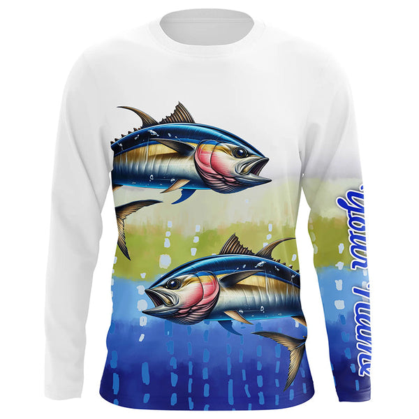 Maxcorners Tuna Fishing Customize Name Scales Long Sleeve Fishing Shirts, Personalized Tuna Fishing Gift LM2408