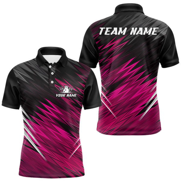 Maxcorners Pink and Black Bowling Shirts For Men Custom Name and Team name Bowling Jerseys Bowlers Outfit TU0411