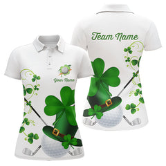 Maxcorners Green Shamrock Golf Ball Clubs Lucky Mens Polo Golf Shirts Custom St Patrick Day Team Golf Jerseys 