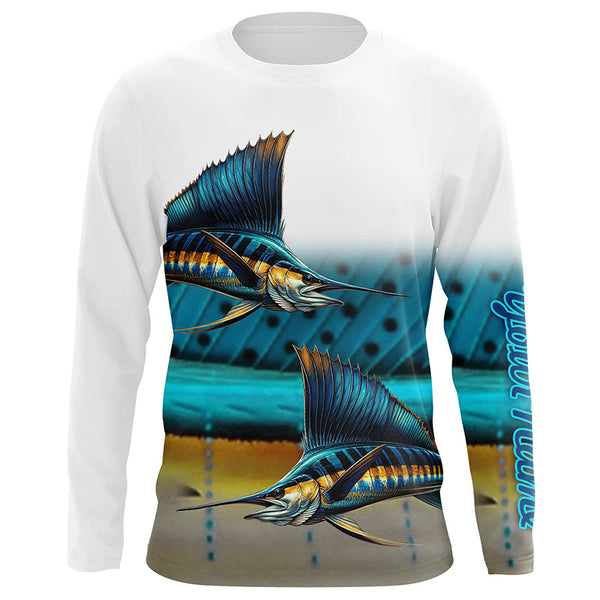 Maxcorners Sailfish Fishing scales Customize Name UV protection fishing Shirts, personalized fishing jerseys LM2408