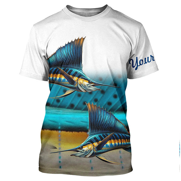 Maxcorners Sailfish Fishing scales Customize Name UV protection fishing Shirts, personalized fishing jerseys LM2408
