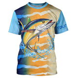 Maxcorners Tuna fishing blue yellow scales Custom long sleeve performance Fishing shirts, Tuna fishing jerseys LM2408