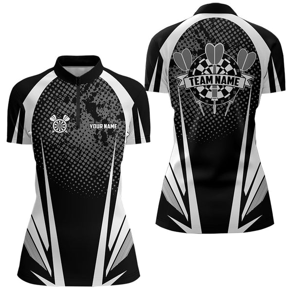 Maxcorners Personalized Black And White Darts Shirts For Men Custom Darts Team Jerseys