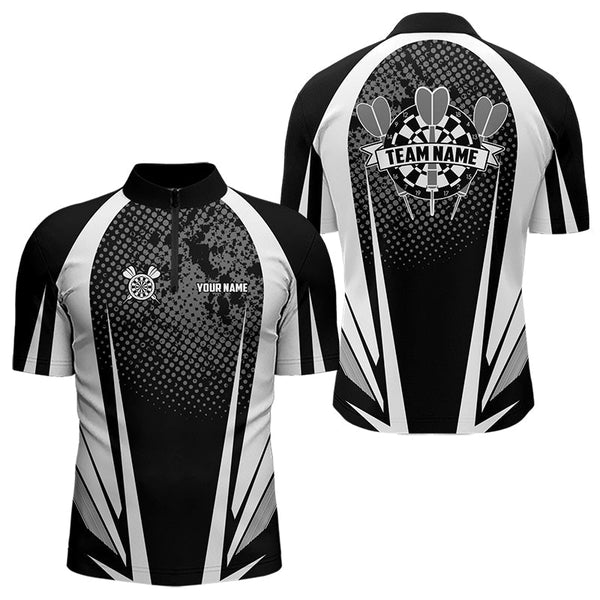 Maxcorners Personalized Black And White Darts Shirts For Men Custom Darts Team Jerseys