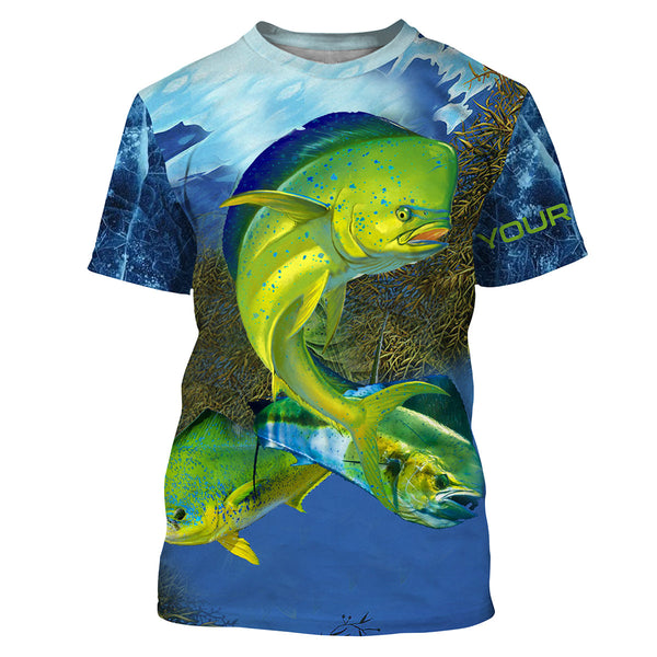 Maxcorners Customized Name Mahi - Mahi Fishing Blue Fishing 3D Shirts