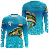 Maxcorners Walleye fishing blue water camo Custom sun protection long sleeve fishing shirt for men, women MT2108