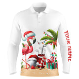 Maxcorners Funny Flamingo Christmas Men golf polo shirt custom golf shirt for men, Christmas gifts for golfer