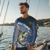 Maxcorners Largemouth Bass fishing Custom UV protection fishing long sleeve shirt, Bass Fishing jerseys | Blue LM0201