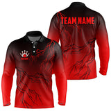 Maxcorners Black And Red Gradient Lightning Thunder Storm Bowling Shirts For Men Custom Bowling Team Jerseys