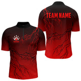 Maxcorners Black And Red Gradient Lightning Thunder Storm Bowling Shirts For Men Custom Bowling Team Jerseys