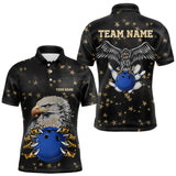 Maxcorners Black And Yellow Stars Pattern Eagle Bowling Shirts For Men Custom Name Eagle Bowling Team Jersey