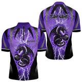 Maxcorners Black And Purple Thunder Lightning Dragon Bowling Team Shirts For Men Custom Bowling Uniform