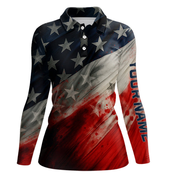 Maxcorners Personalized golf polos shirts for men American flag 4th July custom patriotic best men golf wears
