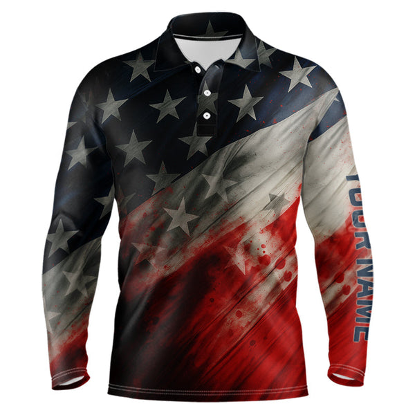 Maxcorners Personalized golf polos shirts for men American flag 4th July custom patriotic best men golf wears