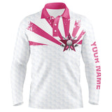 Maxcorners Golf White And Pink Ball Skin Customized Name 3D Polo Shirt