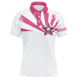 Maxcorners Golf White And Pink Ball Skin Customized Name 3D Polo Shirt