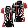 Maxcorners Red, White and Black American Flag Bowling Shirts for Men Custom Patriotic Team Bowling Jersey LM1008