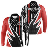 Maxcorners Red, White and Black American Flag Mens Golf polo shirts Custom Patriotic Team Golf attire for men LM1008