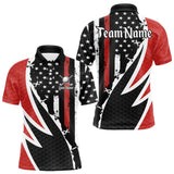 Maxcorners Red, White and Black American Flag Mens Golf polo shirts Custom Patriotic Team Golf attire for men LM1008