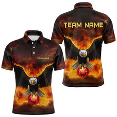 Maxcorners Personalized Flame Eagle Custom Bowling Team Shirts For Mens And Women, Fire Eagle Bowling League Jersey
