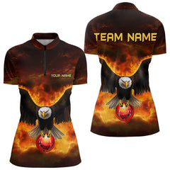 Maxcorners Personalized Flame Eagle Custom Bowling Team Shirts For Mens And Women, Fire Eagle Bowling League Jersey