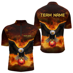 Maxcorners Personalized Flame Eagle Custom Bowling Team Shirts For Mens And Women, Fire Eagle Bowling League Jersey