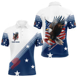Maxcorners Red, White and Blue American Flag Eagle Custom Men golf polo shirt, patriotic golf outfit for men LM2206