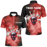 Maxcorners Black And Red Smoke Skull  Bowling Jersey Customized Name, Team Name 3D Shirt