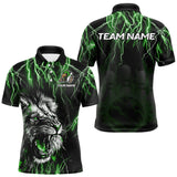 Maxcorners Black and Green Lightning Thunder Lion Bowling Shirt For Men Custom Lion Bowling Team Jerseys MT0811