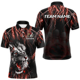 Maxcorners Black and Red Lightning Thunder Lion Bowling Shirt For Men Custom Lion Bowling Team Jerseys MT0811