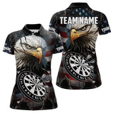 Maxcorners Personalized Eagle American Flag Dart Polo, Quarter Zip Shirt For Men Custom Patriotic Darts Jersey