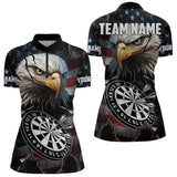 Maxcorners Personalized Eagle American Flag Dart Polo, Quarter Zip Shirt For Men Custom Patriotic Darts Jersey
