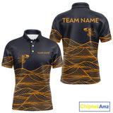 Maxcorners Black and Orange Disc Golf basket Disc golf polo shirts For men Custom team disc golf outfit MT0510