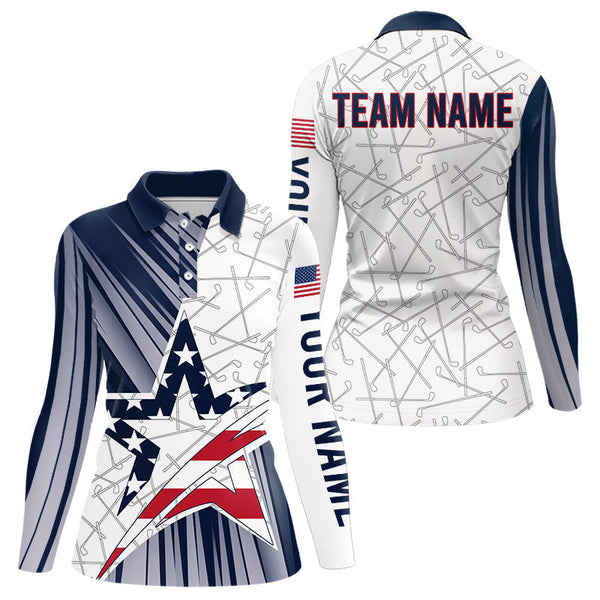 Maxcorners Personalized Red, White and Blue American Flag Star Golf Camo polo shirts for men, unique golf gifts
