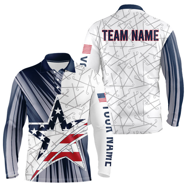 Maxcorners Personalized Red, White and Blue American Flag Star Golf Camo polo shirts for men, unique golf gifts