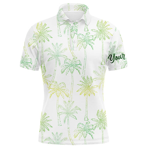 MaxCorners Golfs Green Tropical Palm Trees Customized Name 3D Polo Shirt For Men