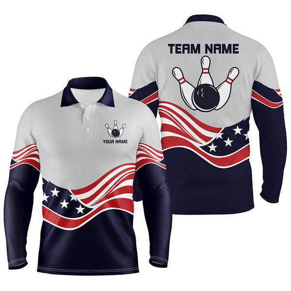 Maxcorners Patriotic Bowling Grey Customized Name And Team Name 3D Shirt