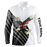 Maxcorners Black and White American Flag Eagle Men golf polo shirts custom Patriotic golf shirts for men