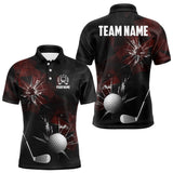 Maxcorners Black and Red Camo Broken golf ball Mens Golf polo shirts Custom Team Golf attire for men MT2108